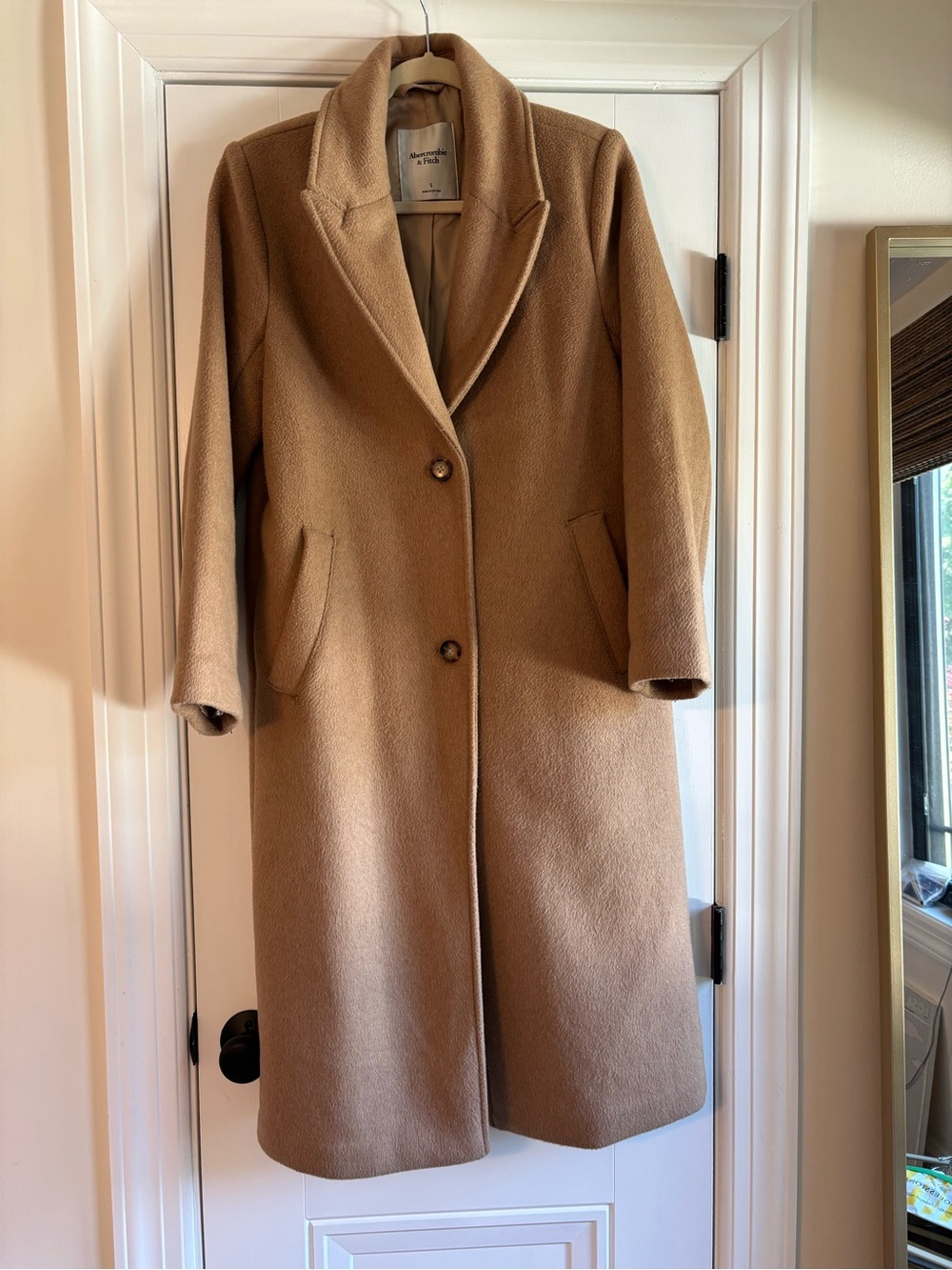 Abercrombie & Fitch Camel Single-Breasted Wool Coat